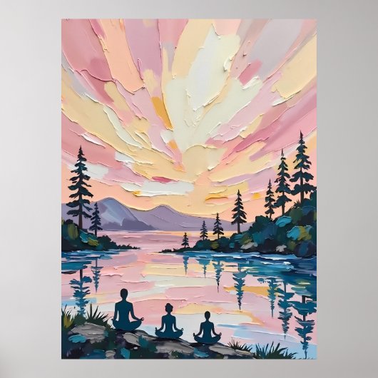 Lakeside Sunset Meditatie Poster (Voorkant)
