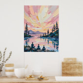 Lakeside Sunset Meditatie Poster (Keuken)