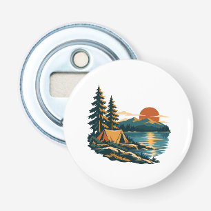 Lakeside Sunset Tent en Pines Camping Button Flesopener