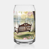 Lakeside Swing in de romantische Waterverf tuin Blikvorm Glas (Achterkant)