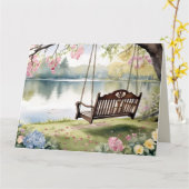 Lakeside Swing in de romantische Waterverf tuin Kaart (Gele Bloem)