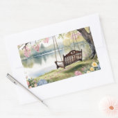 Lakeside Swing in de romantische Waterverf tuin Rechthoekige Sticker (Envelop)