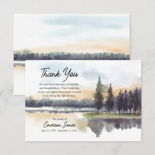 Lakeside sympathie plat dank u kaart (Voorkant / Achterkant)