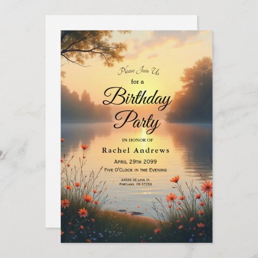 Lakeside Twilight Whispers bij het water Kaart (Voorkant / Achterkant)