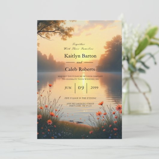 Lakeside Twilight Whispers bij het water Kaart (Staand voorkant)