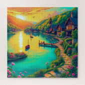 Lakeside Village bij zonsondergang Legpuzzel (Verticaal)
