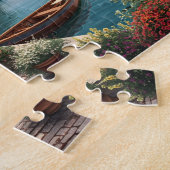 Lakeside Village Zonsondergang Hond Legpuzzel (Zijkant)