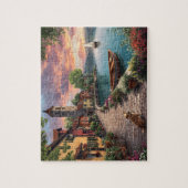 Lakeside Village Zonsondergang Hond Legpuzzel (Verticaal)