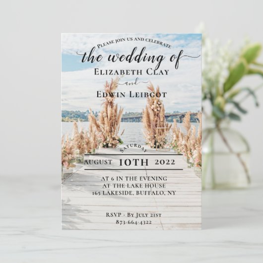 Lakeside Wedding Invitations Kaart (Staand voorkant)