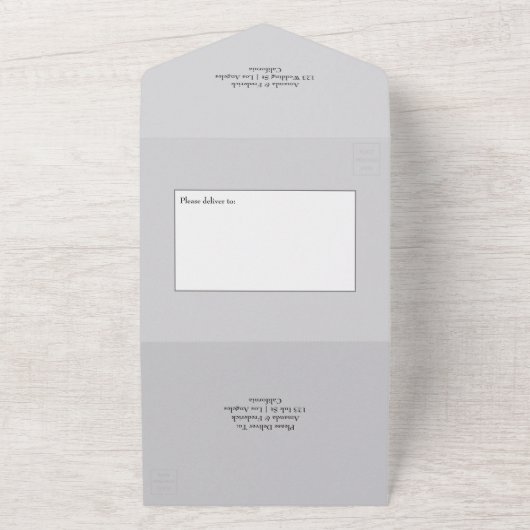 Lakeside Wedding Monogram Crest All In One Uitnodiging (Buitenkant)