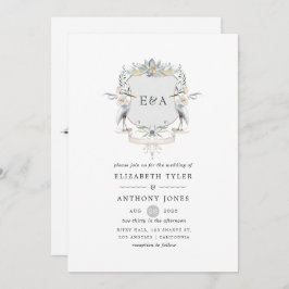 Lakeside Wedding Monogram Crest Kaart