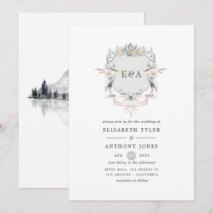 Lakeside Wedding Monogram Crest Kaart