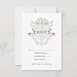 Lakeside Wedding Monogram Crest RSVP Kaartje