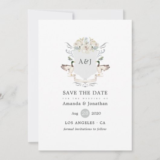 Lakeside Wedding Monogram Crest Save The Date (Voorkant)