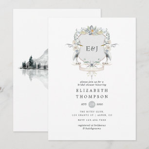 Lakeside Wedding Monogram Crest Vrijgezellenfeest Kaart