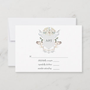 Lakeside Wedding Monogrammed Crest RSVP Kaartje