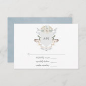 Lakeside Wedding Monogrammed Crest RSVP Kaartje (Voorkant / Achterkant)