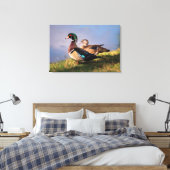 Lakeside, Wood Duck Canvas Afdruk (Insitu (Slaapkamer))