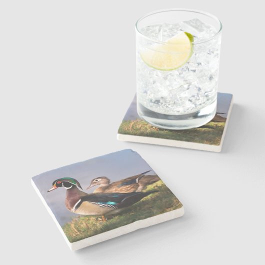 Lakeside, Wood Duck Stenen Onderzetter (Zijkant)