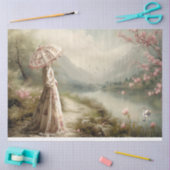 Lakeside, Zwaan, Elegante Dame, Bloemenlandschap Tissuepapier (Craft)