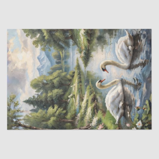 Lakeside zwanen - Decoupage - Tissuepapier (Voorkant)