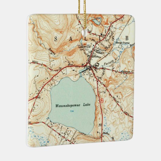Lakeville CT  kaart Keramisch Ornament (Rechts)