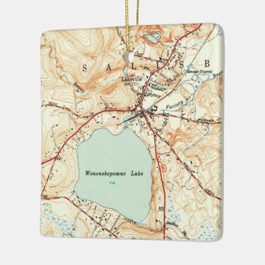 Lakeville CT  kaart Keramisch Ornament (Links)