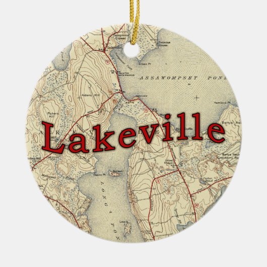 Lakeville Massachusetts Old Map Keramisch Ornament (Voorkant)
