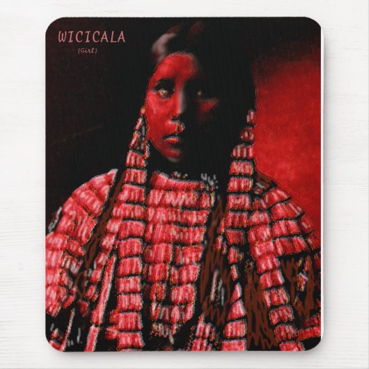 Lakhotah meisje in een tipi muismat (Voorkant)