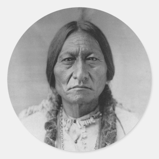Lakota American Indian Chief Sitting Bull Ronde Sticker (Voorkant)