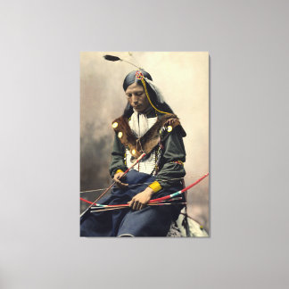 Lakota Chief Bone-Ketting Oglala Canvas Afdruk