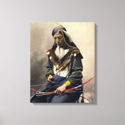 Lakota Chief Bone-Ketting Oglala Canvas Afdruk (Voorkant)