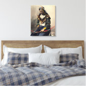 Lakota Chief Bone-Ketting Oglala Canvas Afdruk (Insitu (Slaapkamer))