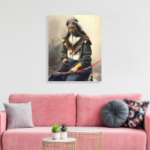 Lakota Chief Bone-Ketting Oglala Canvas Afdruk (Insitu (Woonkamer))