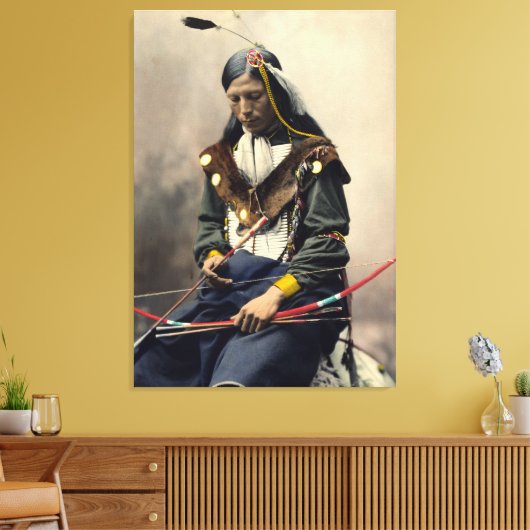 Lakota Chief Bone-Ketting Oglala Canvas Afdruk (Insitu (Woonkamer))