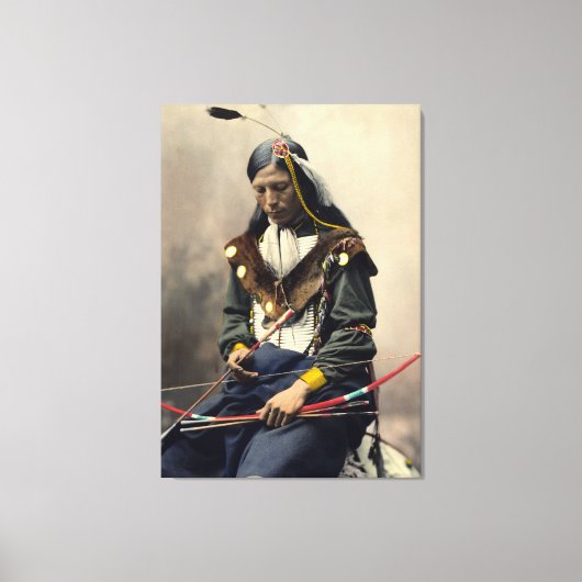 Lakota Chief Bone-Ketting Oglala Canvas Afdruk (Voorkant)