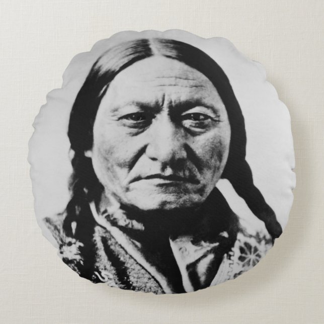 Lakota Chief Surrender: Sitting Bull Fort Buford Rond Kussen (Voorkant)