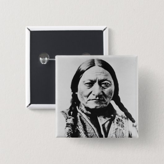 Lakota Chief Surrender: Sitting Bull Fort Buford Vierkante Button 5,1 Cm (Voorkant /achterkant)