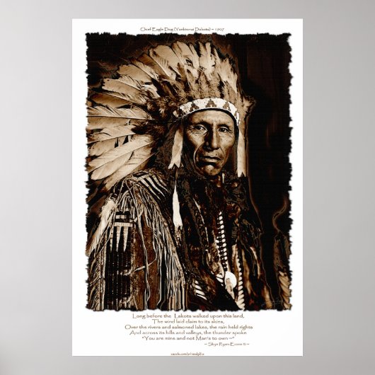 Lakota Chieftain Art en Native American Poem Poster (Voorkant)