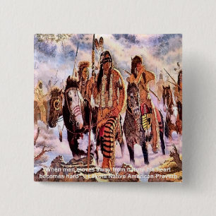 Lakota indiaanse natuurspreuk vierkante button 5,1 cm