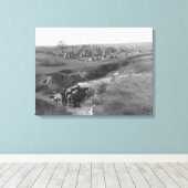 Lakota Indiaas kamp op de witte klei Canvas Afdruk (Insitu (Houten vloer))