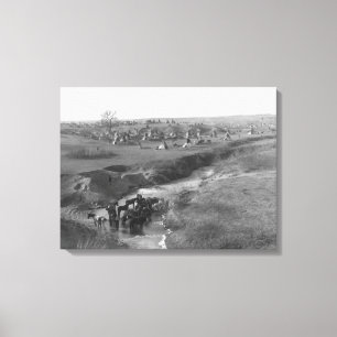 Lakota Indiaas kamp op de witte klei Canvas Afdruk
