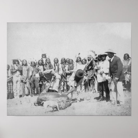 Lakota Indians die foto's van vee maken Poster (Voorkant)