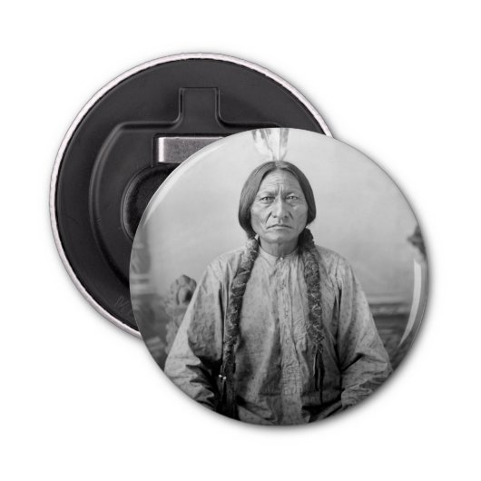 Lakota leider Sitting Bull Indiaanse Indiaan Button Flesopener (Voorkant)