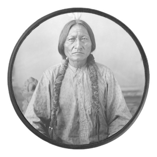 Lakota leider Sitting Bull Indiaanse Indiaan Hockey Puck (Voorkant)