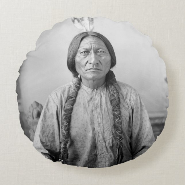 Lakota leider Sitting Bull Indiaanse Indiaan Rond Kussen (Voorkant)