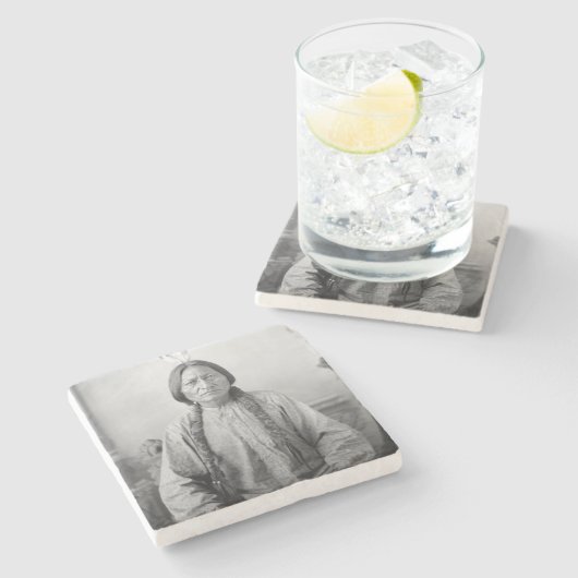 Lakota leider Sitting Bull Indiaanse Indiaan Stenen Onderzetter (Zijkant)