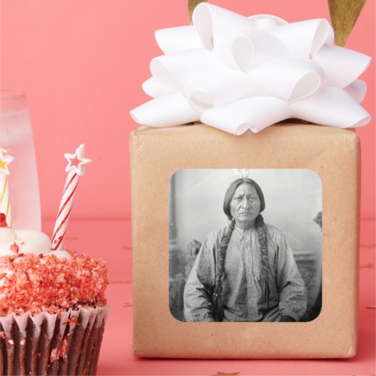 Lakota leider Sitting Bull Indiaanse Indiaan Vierkante Sticker (Feest)