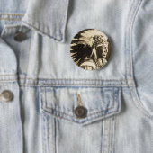 Lakota Sioux Chief White Swan Ronde Button 5,7 Cm (In situ)