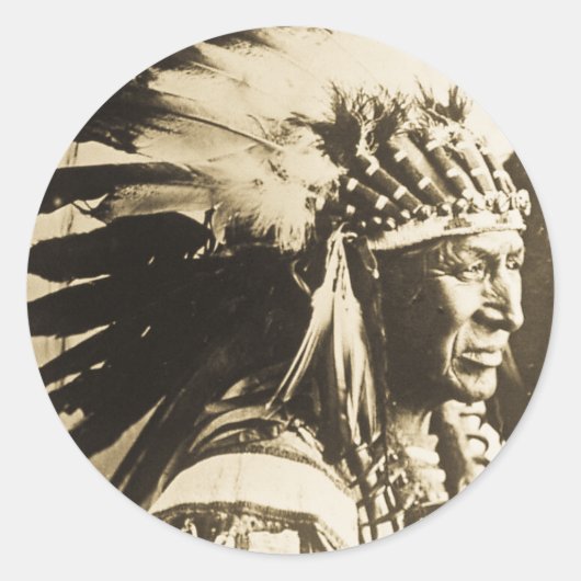 Lakota Sioux Chief White Swan Ronde Sticker (Voorkant)